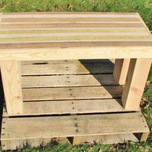 recycled pallet wood bench and side table