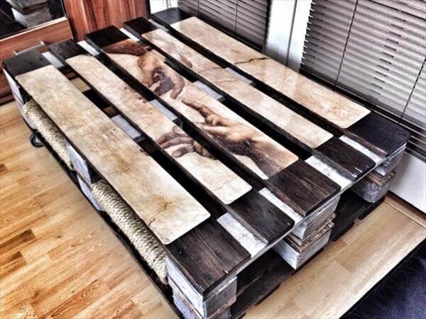 artistic pallet vintage coffee table with casters