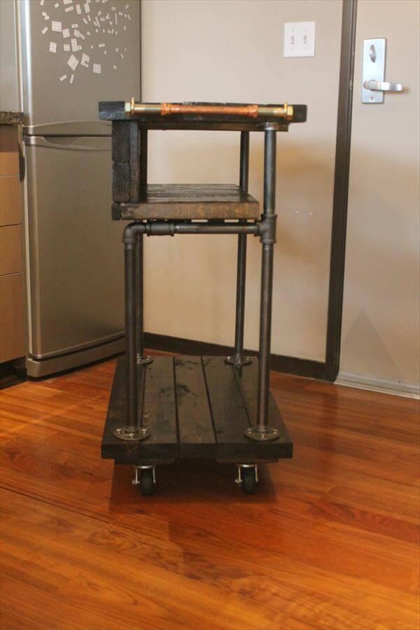 reclaimed pallet and metal kitchen cart