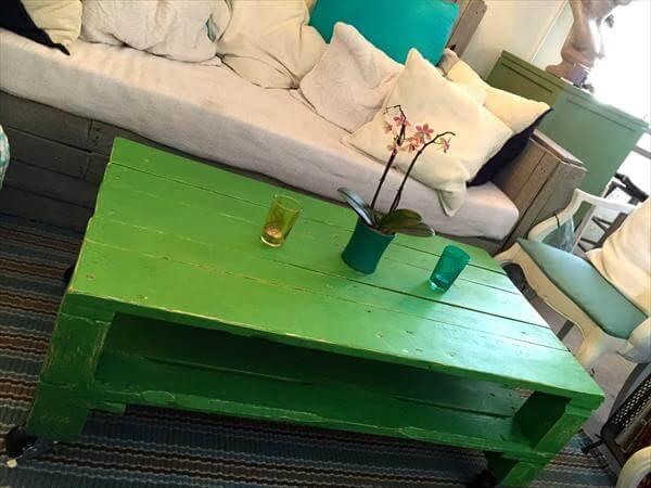 recycled pallet coffee table with wheels