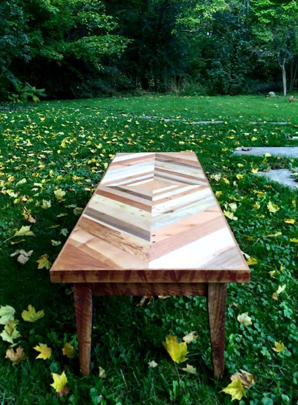 repurposed pallet diamond patterned coffee table