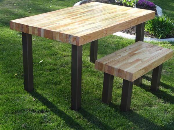 recycled pallet table with beefy top