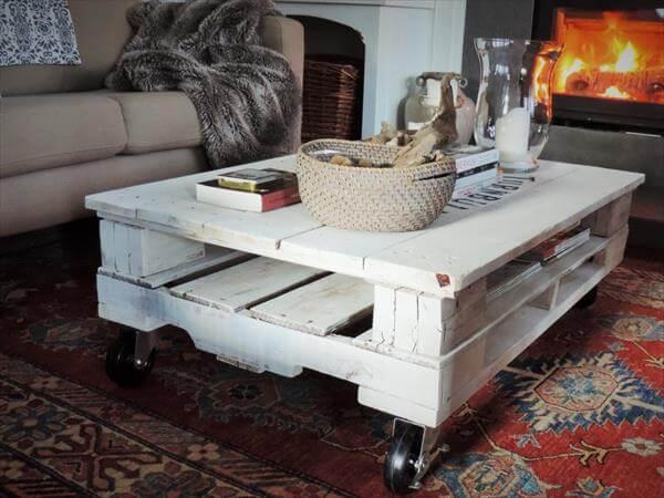 reclaimed pallet white shabby chic coffee table