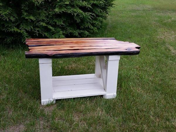 diy pallet and fallen tree coffee table 