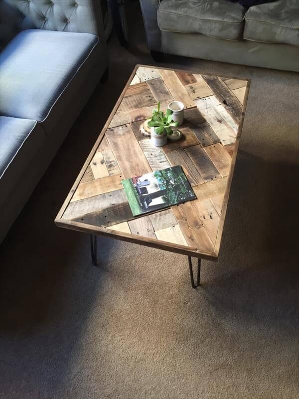 repurposed pallet industrial coffee table