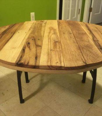 reclaimed pallet round top coffee table with metal base