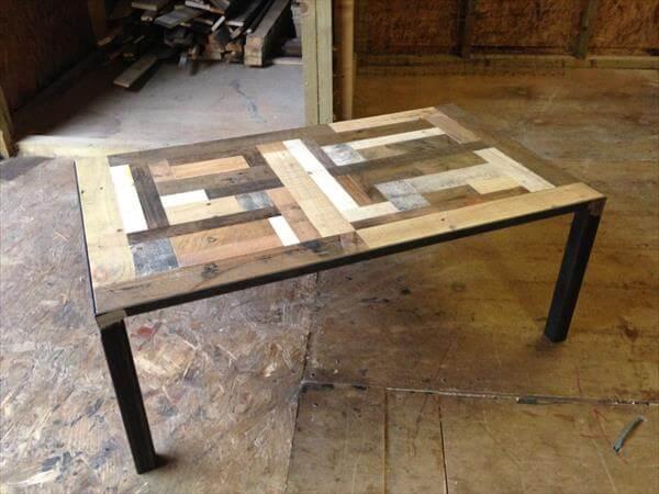 recycled pallet and metal coffee table