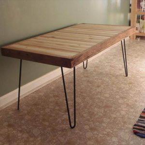 recycled pallet coffee table with metal legs