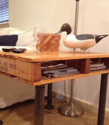 upcycled pallet and iron pipe side table