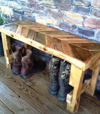 recycled pallet chevron bench