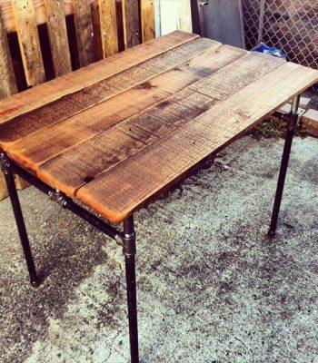 recycled pallet iron pipe desk