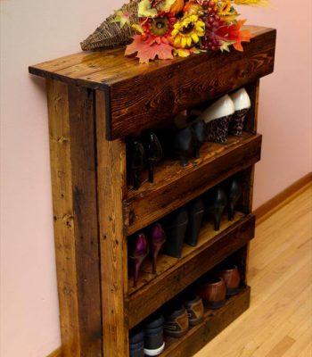 recycled pallet wood shoes rack
