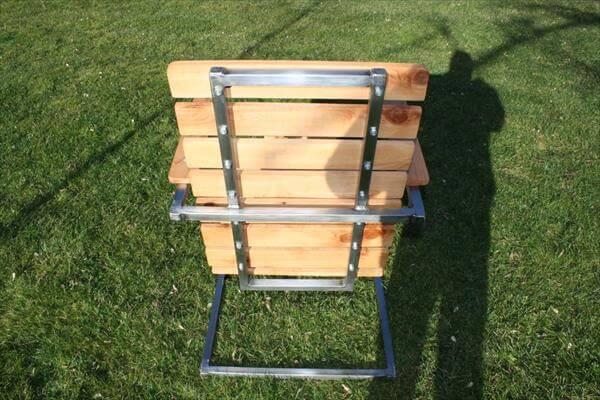 sturdy pallet and steel patio chair