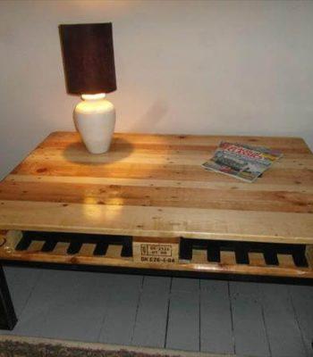 upcycled pallet coffee table with metal base