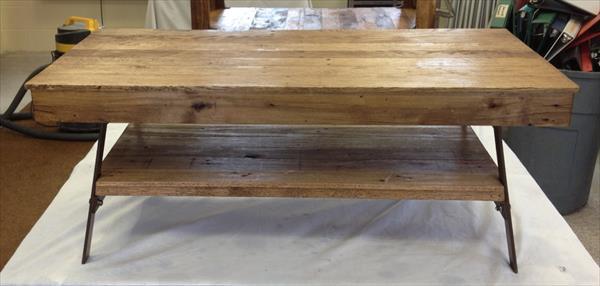 handmade pallet coffee table with steel legs