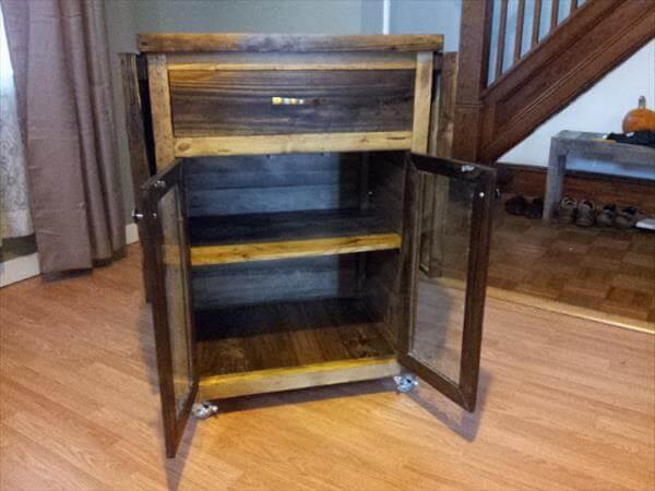 repurposed pallet kitchen cart with drop leaves