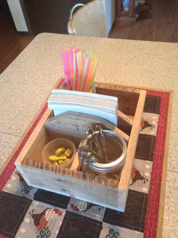 repurposed pallet table caddy