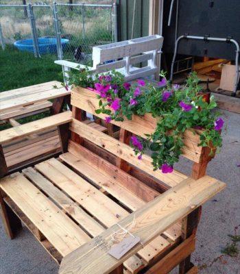 recycled pallet chair with planter