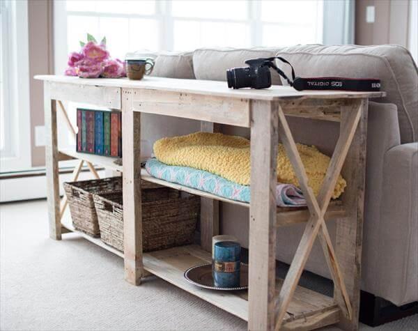 wooden pallet buffet and sofa side table
