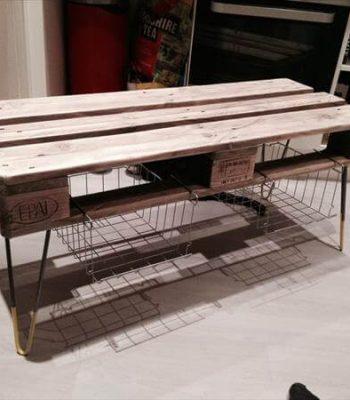 reclaimed pallet coffee table and media stand