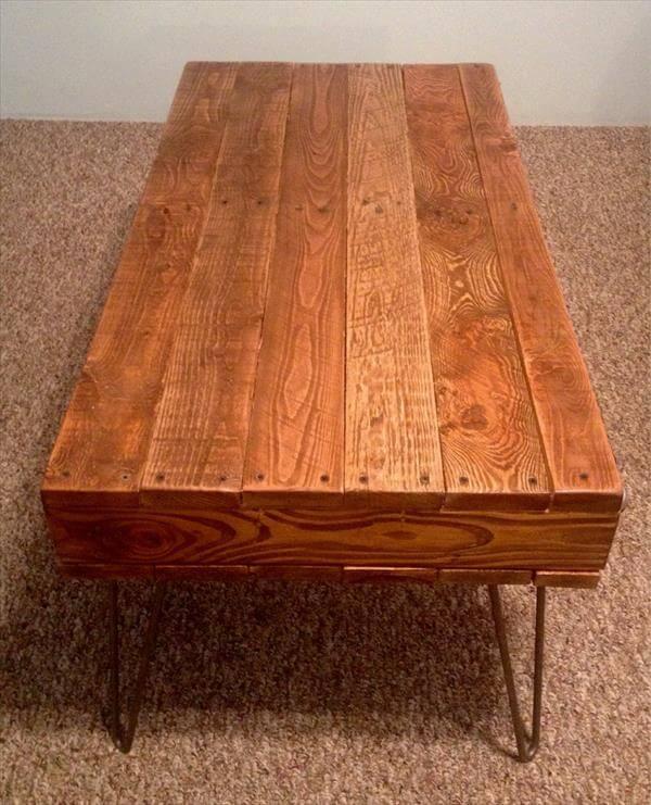repurposed pallet coffee table and TV stand