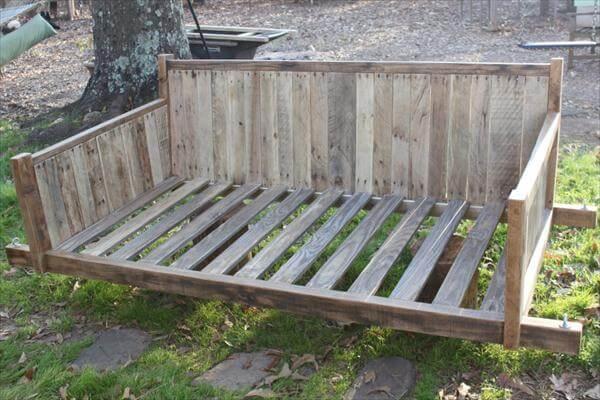 reclaimed pallet large swing bed
