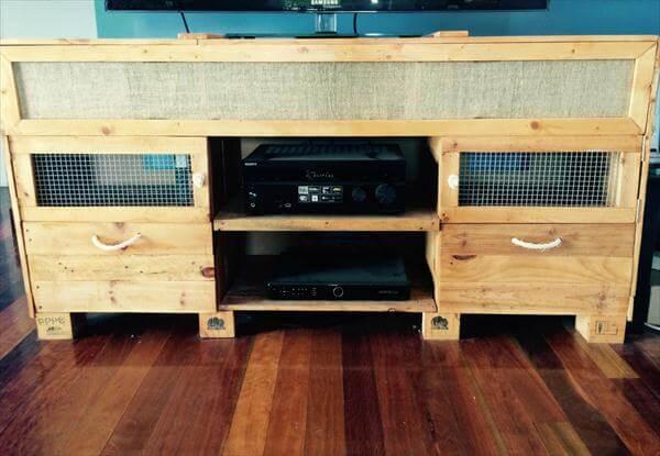 handcrafted pallet TV stand and media console table