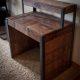 reclaimed pallet and metal tiered desk with side panels