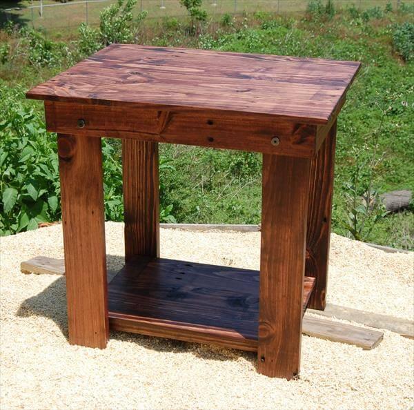 reclaimed pallet nightstand and side table