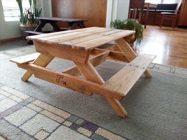 upcycled pallet picnic table for kids