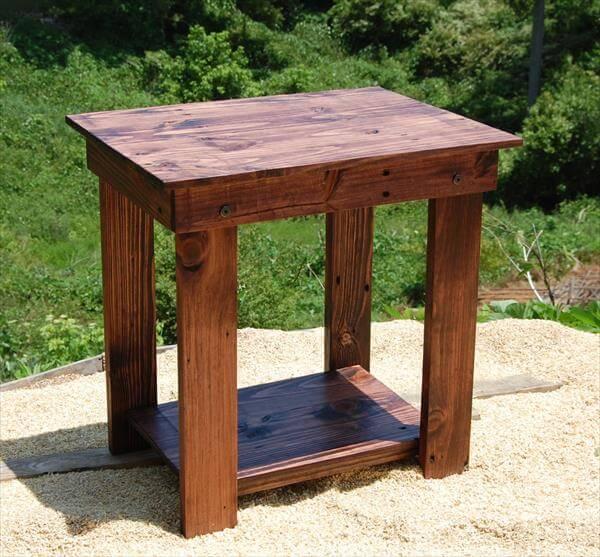 recycled pallet side table and bedside table