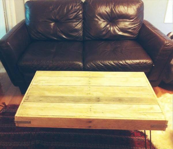 repurposed pallet industrial coffee table