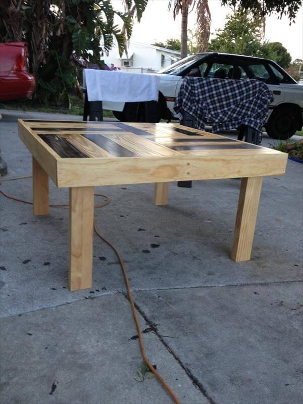 repurposed pallet dual toned coffee table