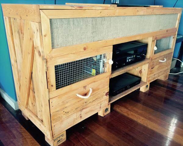 wooden pallet media cabinet and TV stand