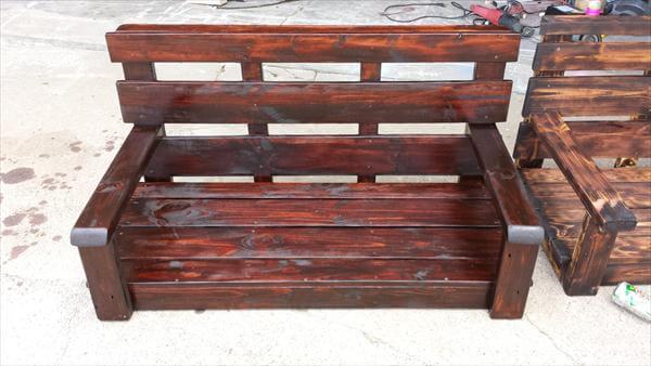 repurposed pallet stained and scorched porch swing
