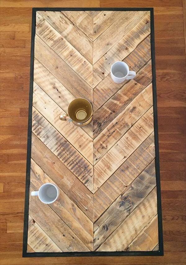 recycled pallet coffee table with metal hairpin legs