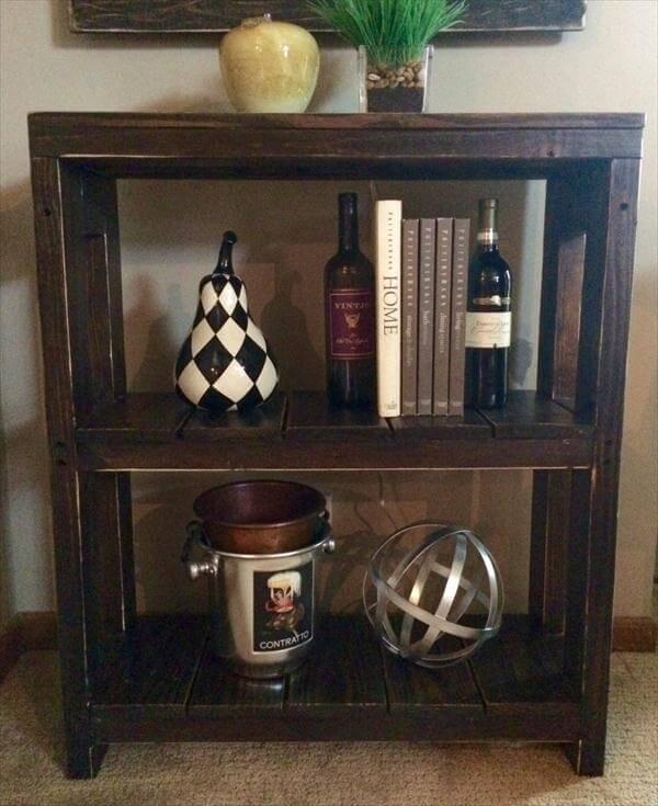 recycled pallet wood bookcase