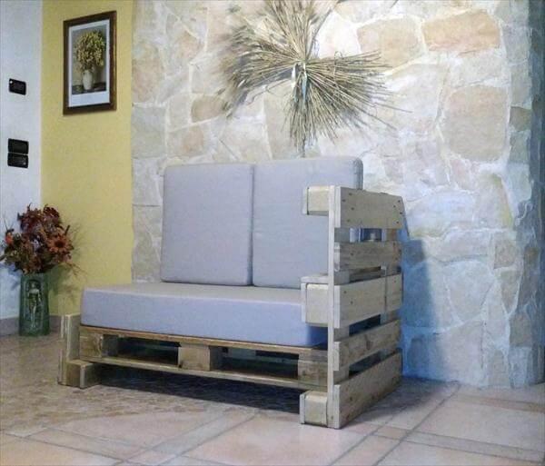 recycled pallet two seated sofa with cushion