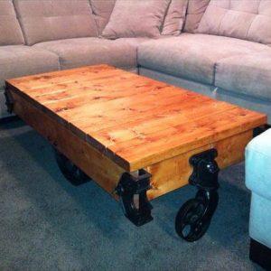 recycled pallet factory cart coffee table