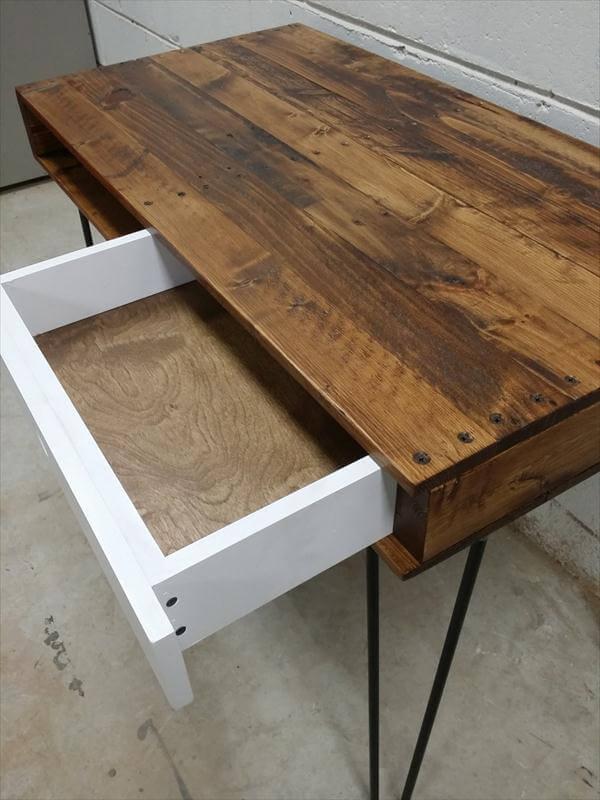 recycled pallet desk with storage