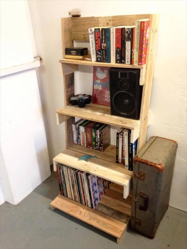 recycled pallet ladder shelving