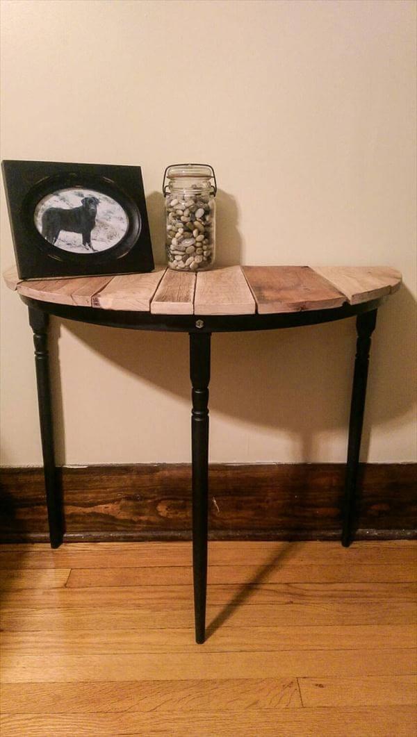 recycled pallet half circle entryway table