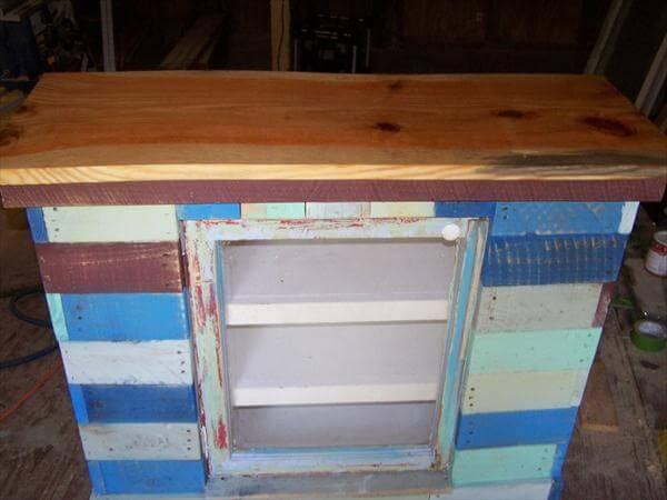 reclaimed pallet wood distressed cabinet