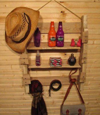 repurposed pallet hanging shelf and coat rack