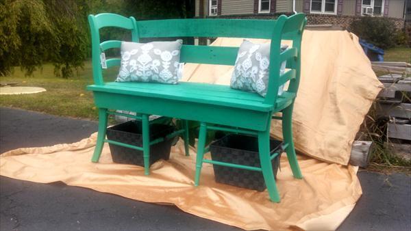 shabby chic pallet and chairs bench