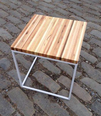 recycled pallet and steel side table