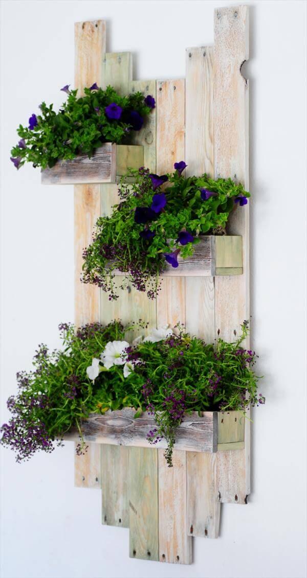 recycled pallet hanging planter shelves
