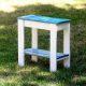 recycled pallet blue and white side table