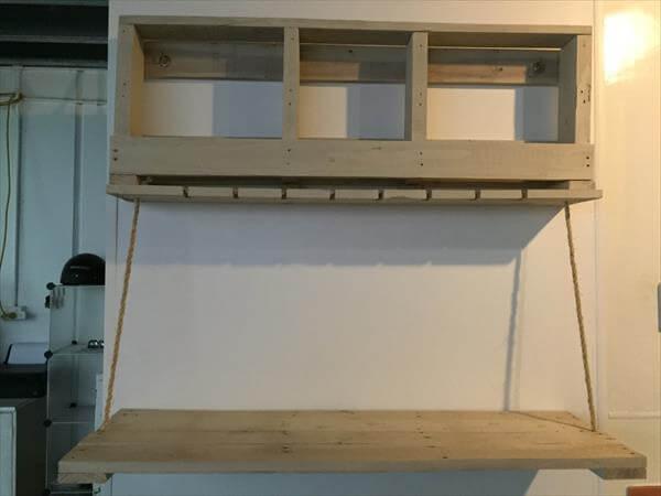 recycled pallet shelf with rope hanging bottom