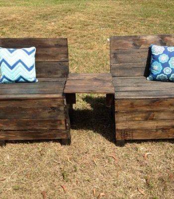 repurposed pallet double chair bench